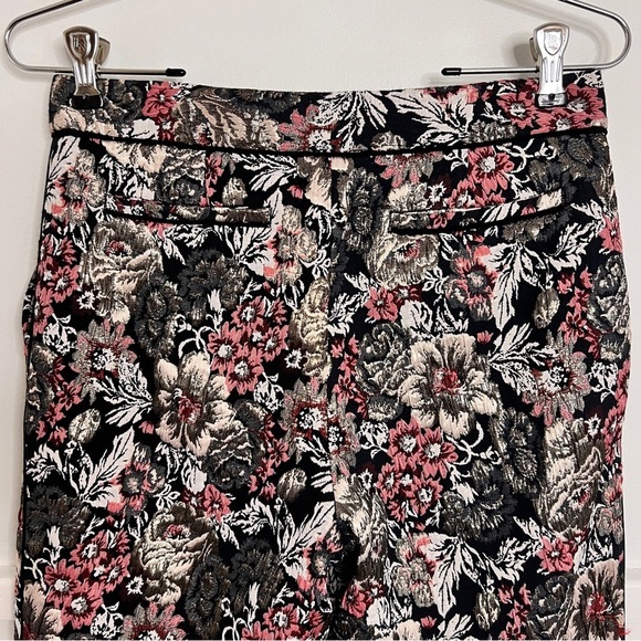 Anthropologie Maeve Jacquard Floral Metallic Slim Trousers - Picture 10 of 12